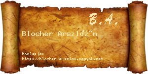 Blocher Arszlán névjegykártya